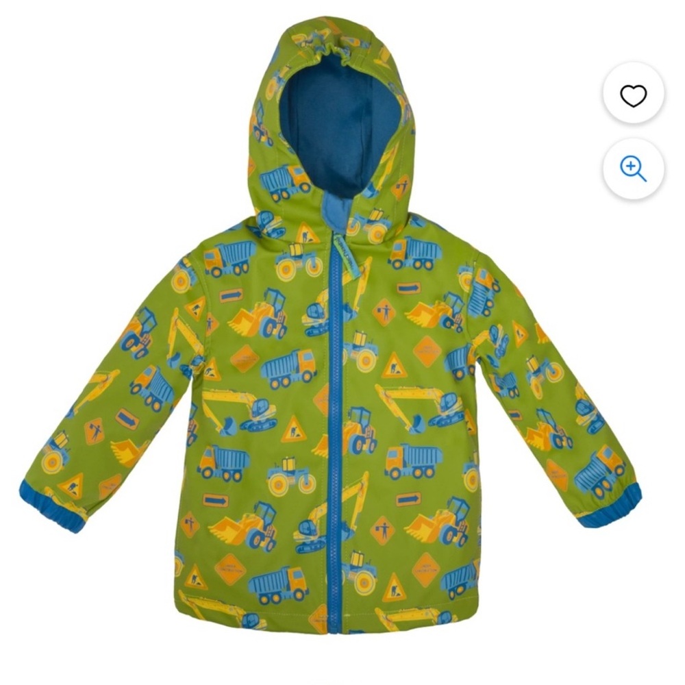 Stephen Joseph Construction Print Waterproof Rain Coat Jacket F